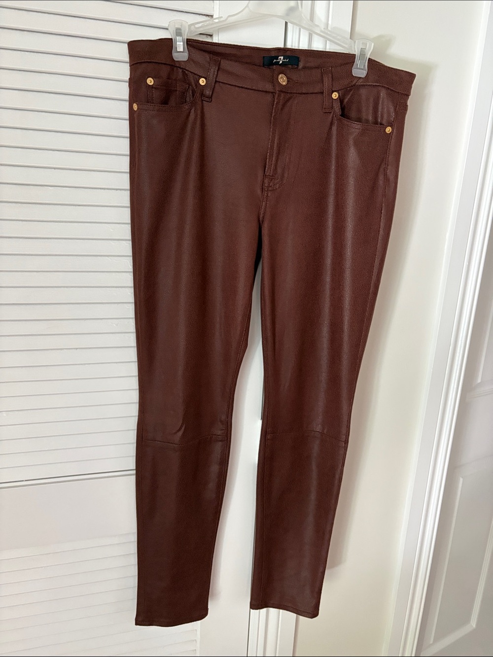 7 For All Mankind Chocolate Brown Faux Leather Pants